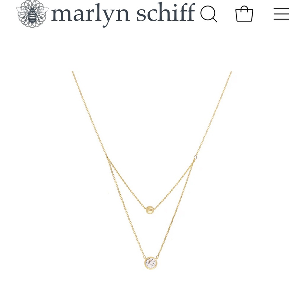 Marlyn Schiff Gold and Crystal Double Layer Necklace New